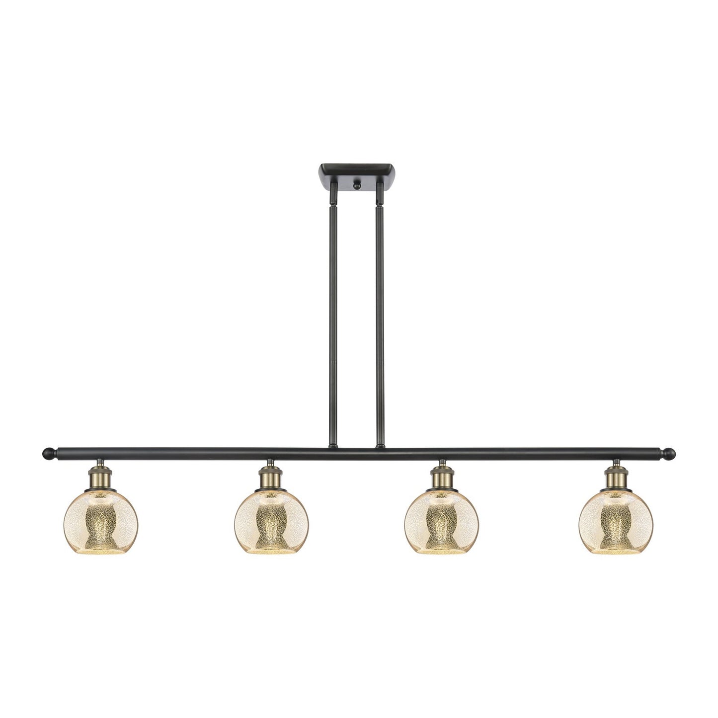 Innovations Athens 48in 4-Light Island Light | Industrial Black Antique Brass and Mercury Glass | Kitchen Island & Dining Room | Model 516-4I-BAB-G128-6