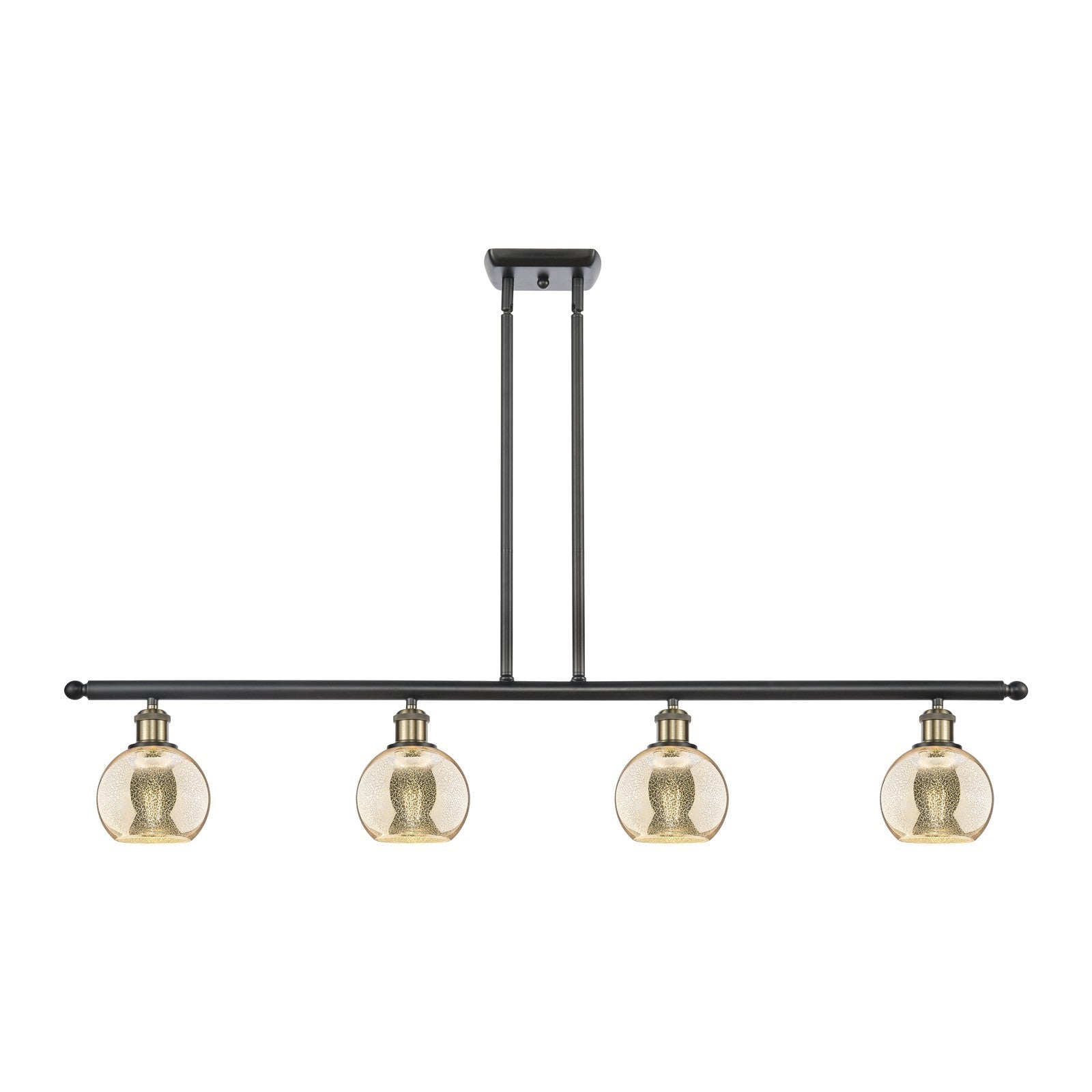 Innovations Athens 48in 4-Light Island Light | Industrial Black Antique Brass and Mercury Glass | Kitchen Island & Dining Room | Model 516-4I-BAB-G128-6