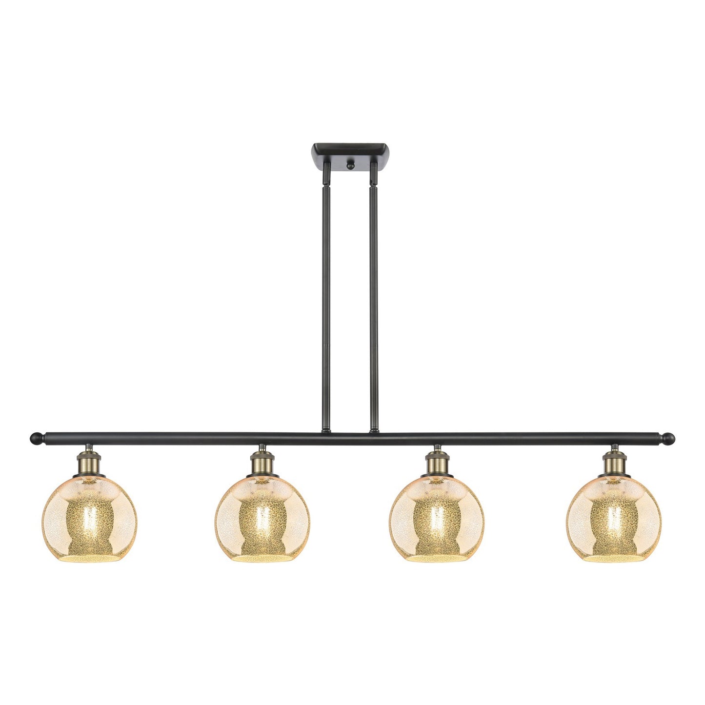 Innovations Athens 48in 4-Light Island Light | Industrial Black Antique Brass Steel and Mercury Glass | Kitchen Island & Dining | Model 516-4I-BAB-G128-8
