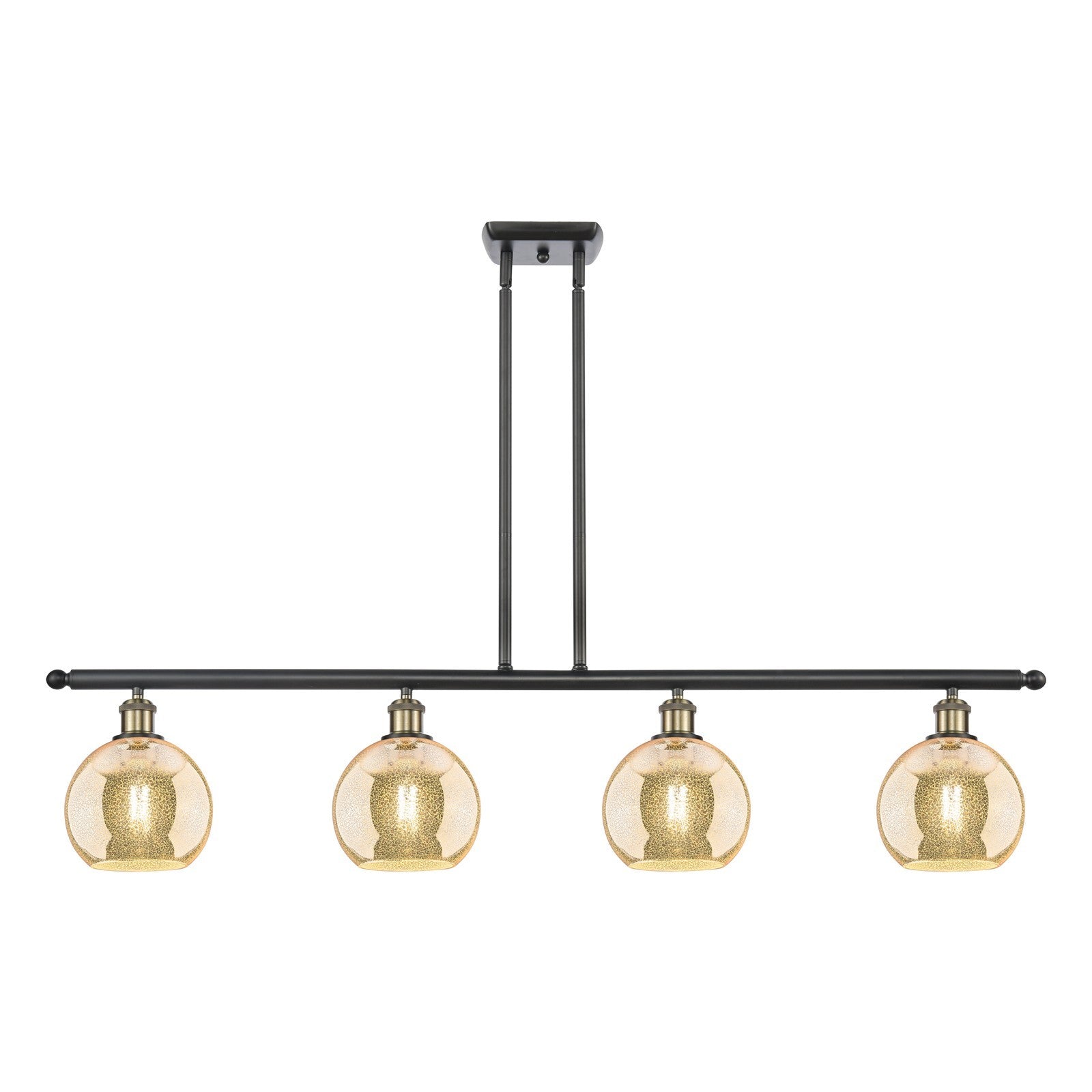 Innovations Athens 48in 4-Light Island Light | Industrial Black Antique Brass Steel and Mercury Glass | Kitchen Island & Dining | Model 516-4I-BAB-G128-8