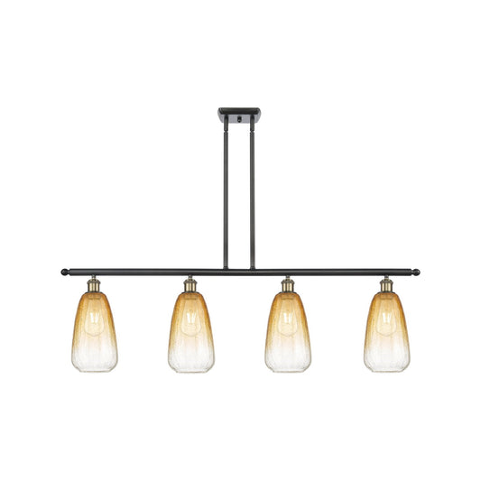 Innovations Brookhaven Almond 48in 4-Light Island Light | Industrial Black Antique Brass and Amber Glass | Kitchen Island & | Model 516-4I-BAB-G480-6AM