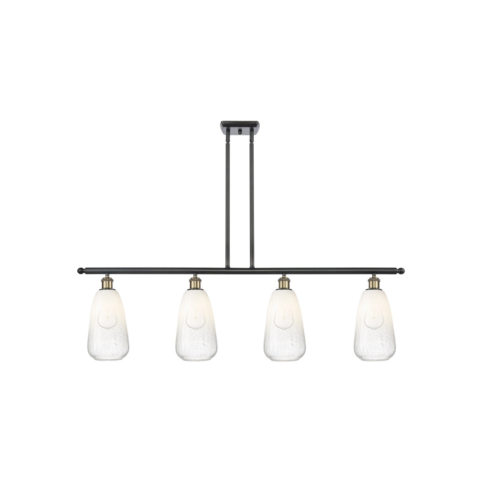 Innovations Brookhaven Almond 48in 4-Light Island Light | Industrial Black Antique Brass Steel and Opal Glass | Kitchen Island | Model 516-4I-BAB-G480-6OP