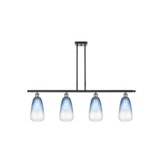 Innovations Brookhaven Almond 48in 4-Light Island Light | Industrial Black Antique Brass and Sapphire Blue Glass | Kitchen | Model 516-4I-BAB-G480-6SB