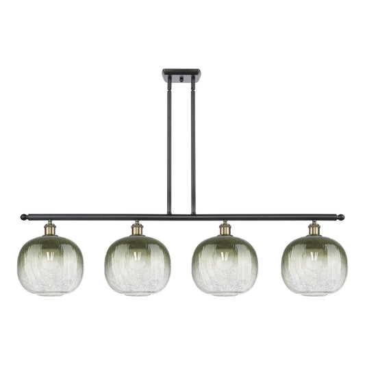 Innovations Brookhaven Sphere 49in 4-Light Island Light | Industrial Black Antique Brass and Slate Glass | Kitchen Island & | Model 516-4I-BAB-G481-10SL