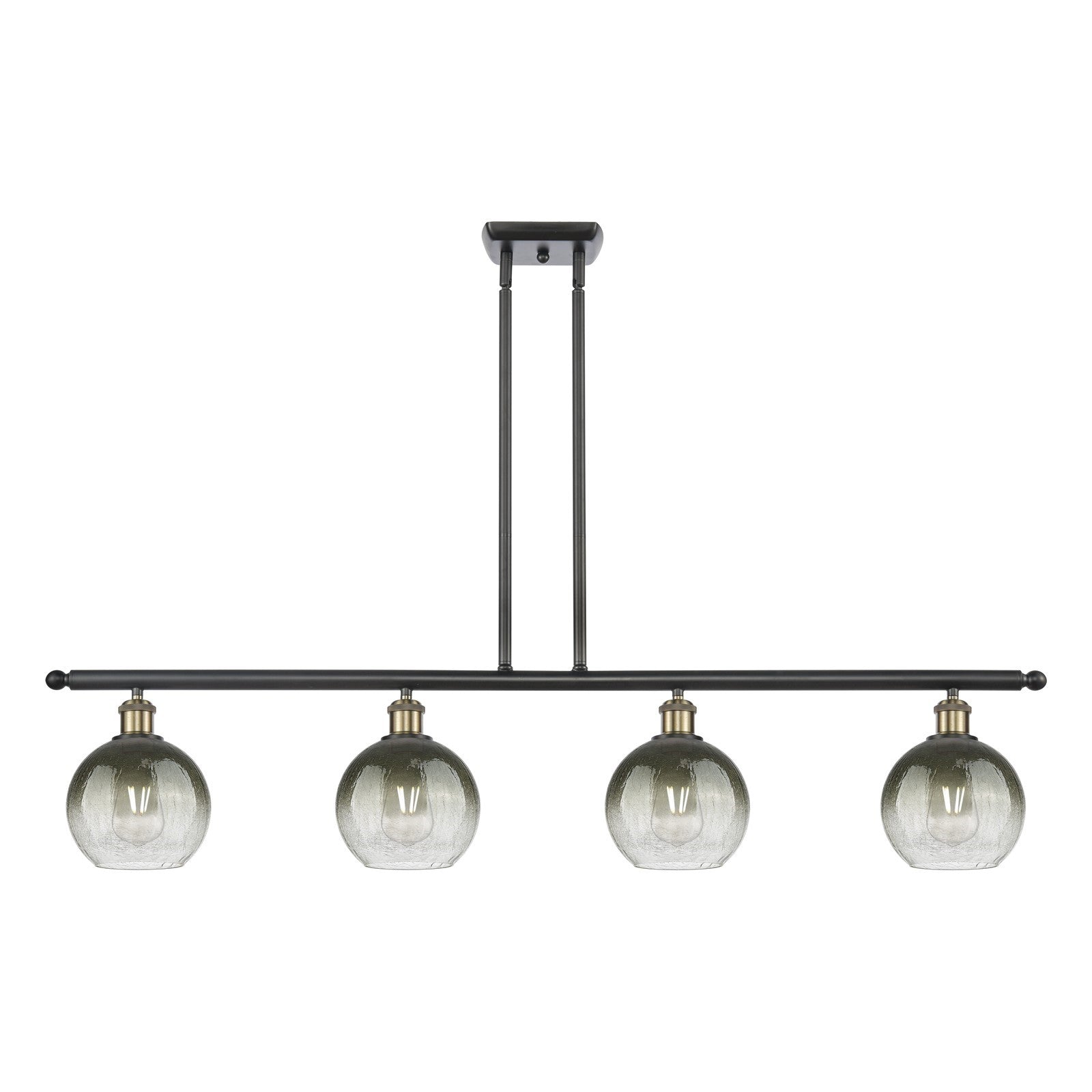 Innovations Brookhaven Globe 48in 4-Light Island Light | Industrial Black Antique Brass Steel and Slate Glass | Kitchen Island | Model 516-4I-BAB-G483-8SL
