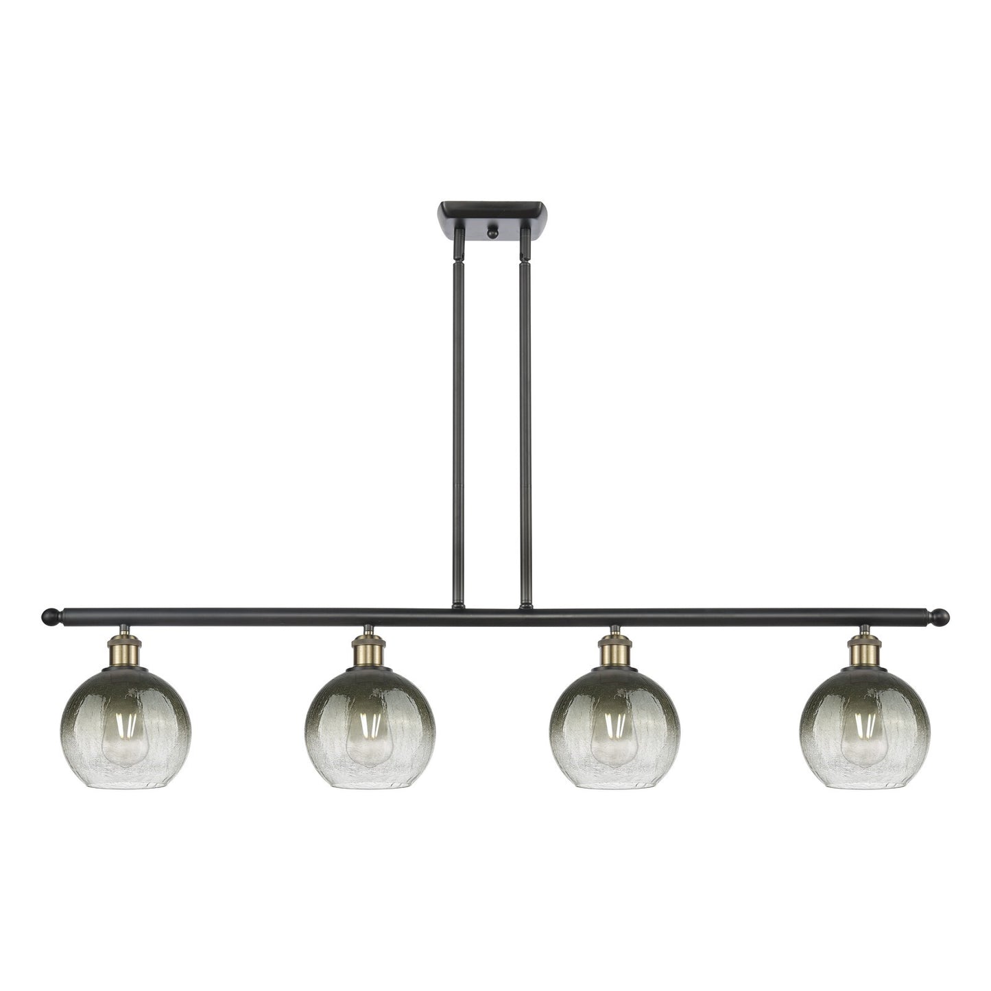 Innovations Brookhaven Globe 48in 4-Light Island Light | Industrial Black Antique Brass Steel and Slate Glass | Kitchen Island | Model 516-4I-BAB-G483-8SL