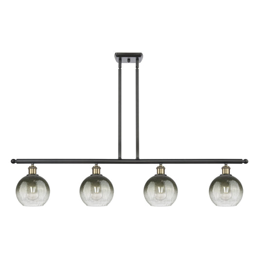 Innovations Brookhaven Globe 48in 4-Light Island Light | Industrial Black Antique Brass Steel and Slate Glass | Kitchen Island | Model 516-4I-BAB-G483-8SL