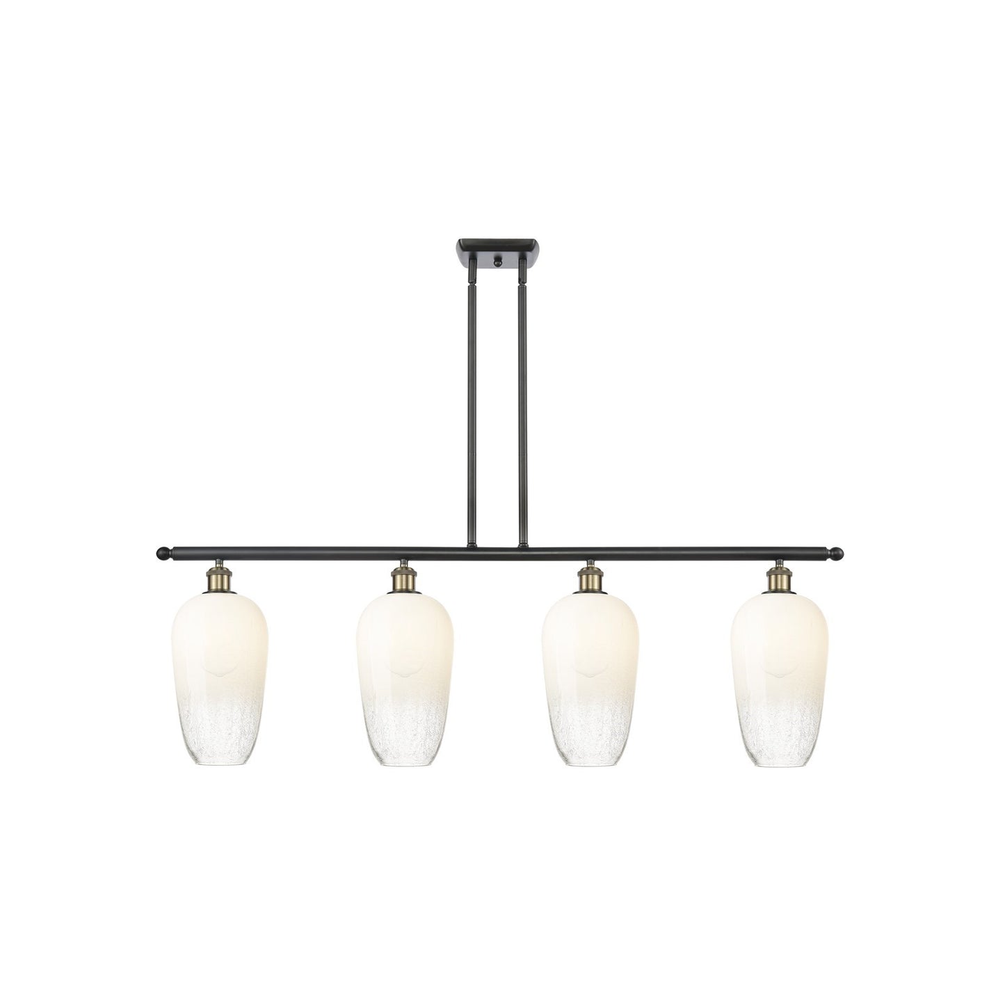 Innovations Brookhaven Flute 48in 4-Light Island Light | Industrial Black Antique Brass Steel and Opal Glass | Kitchen Island | Model 516-4I-BAB-G484-7OP