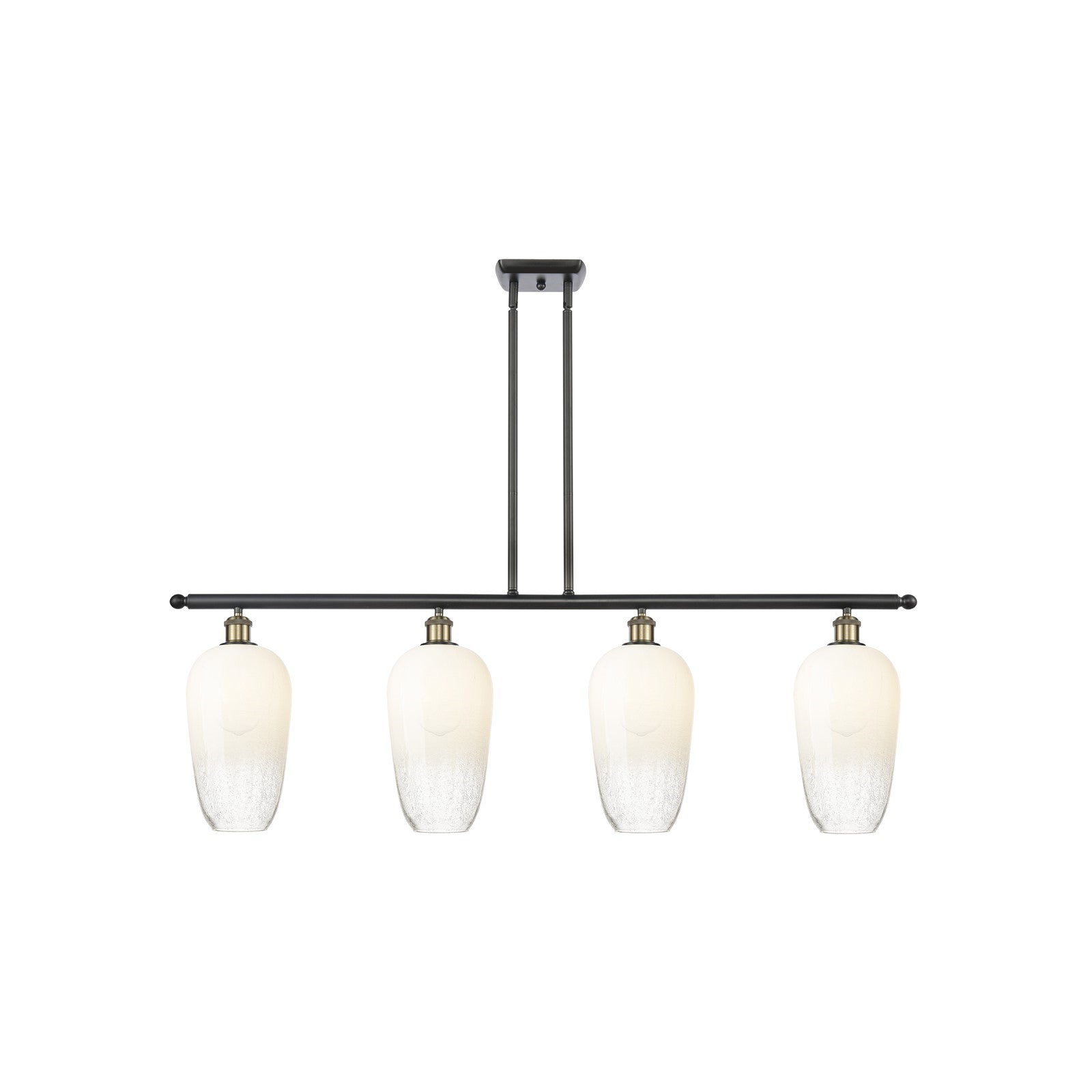 Innovations Brookhaven Flute 48in 4-Light Island Light | Industrial Black Antique Brass Steel and Opal Glass | Kitchen Island | Model 516-4I-BAB-G484-7OP
