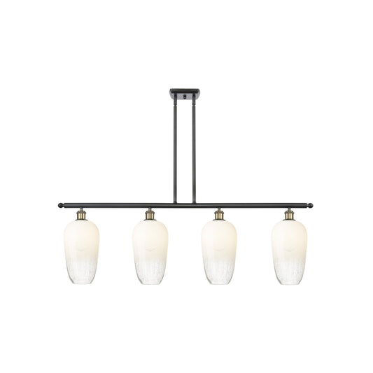Innovations Brookhaven Flute 48in 4-Light Island Light | Industrial Black Antique Brass Steel and Opal Glass | Kitchen Island | Model 516-4I-BAB-G484-7OP