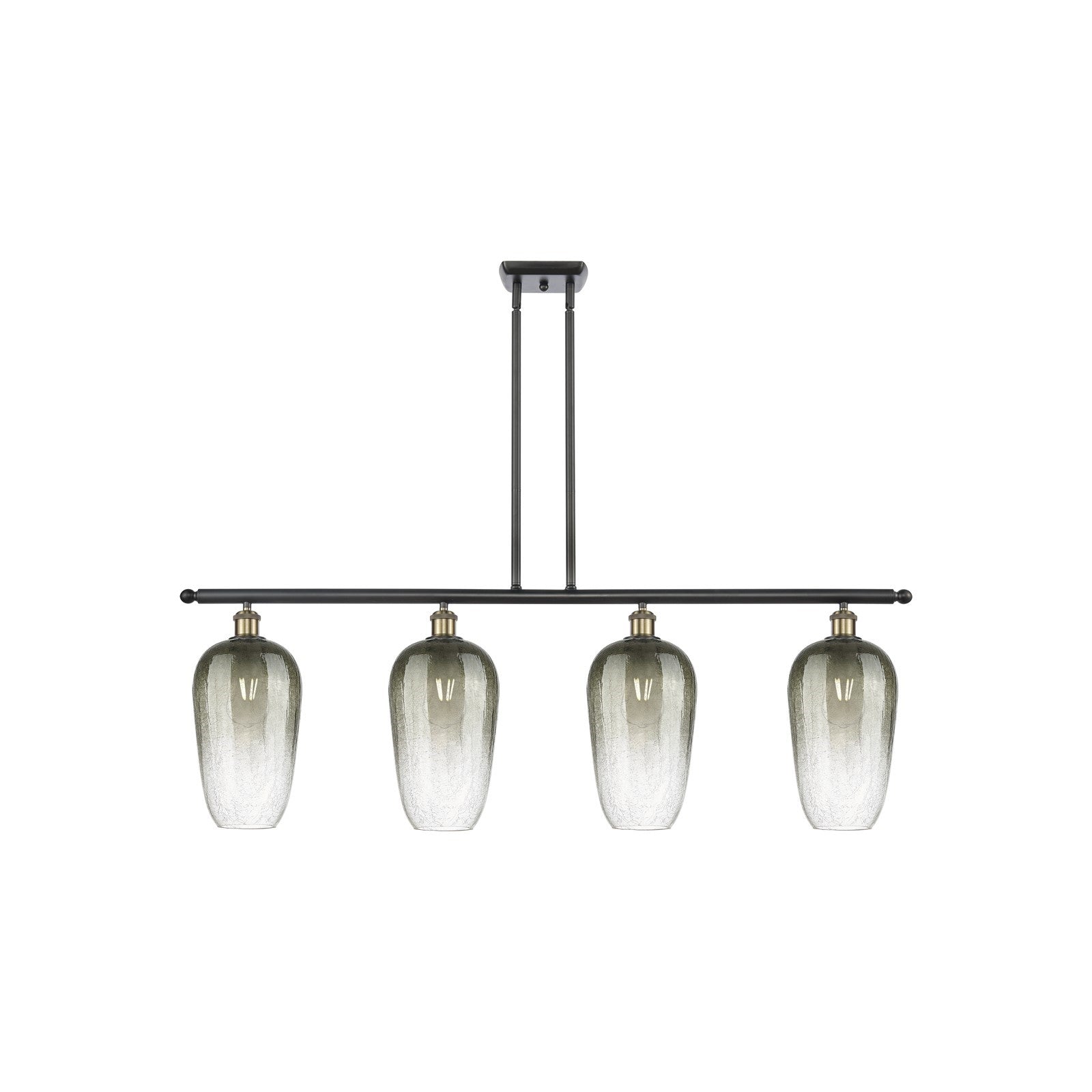Innovations Brookhaven Flute 48in 4-Light Island Light | Industrial Black Antique Brass and Slate Glass | Kitchen Island & | Model 516-4I-BAB-G484-7SL