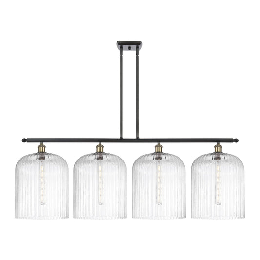 Innovations Bridal Veil 48in 4-Light Island Light | Art Nouveau Industrial Black Antique Brass and Clear Ribbed Glass | Model 516-4I-BAB-G559-12CL