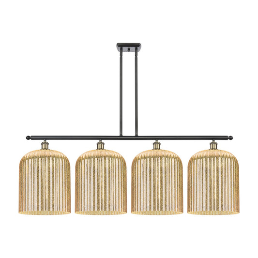 Innovations Bridal Veil 48in 4-Light Island Light | Art Nouveau Industrial Black Antique Brass and Mercury Ribbed Glass | Model 516-4I-BAB-G559-12ME