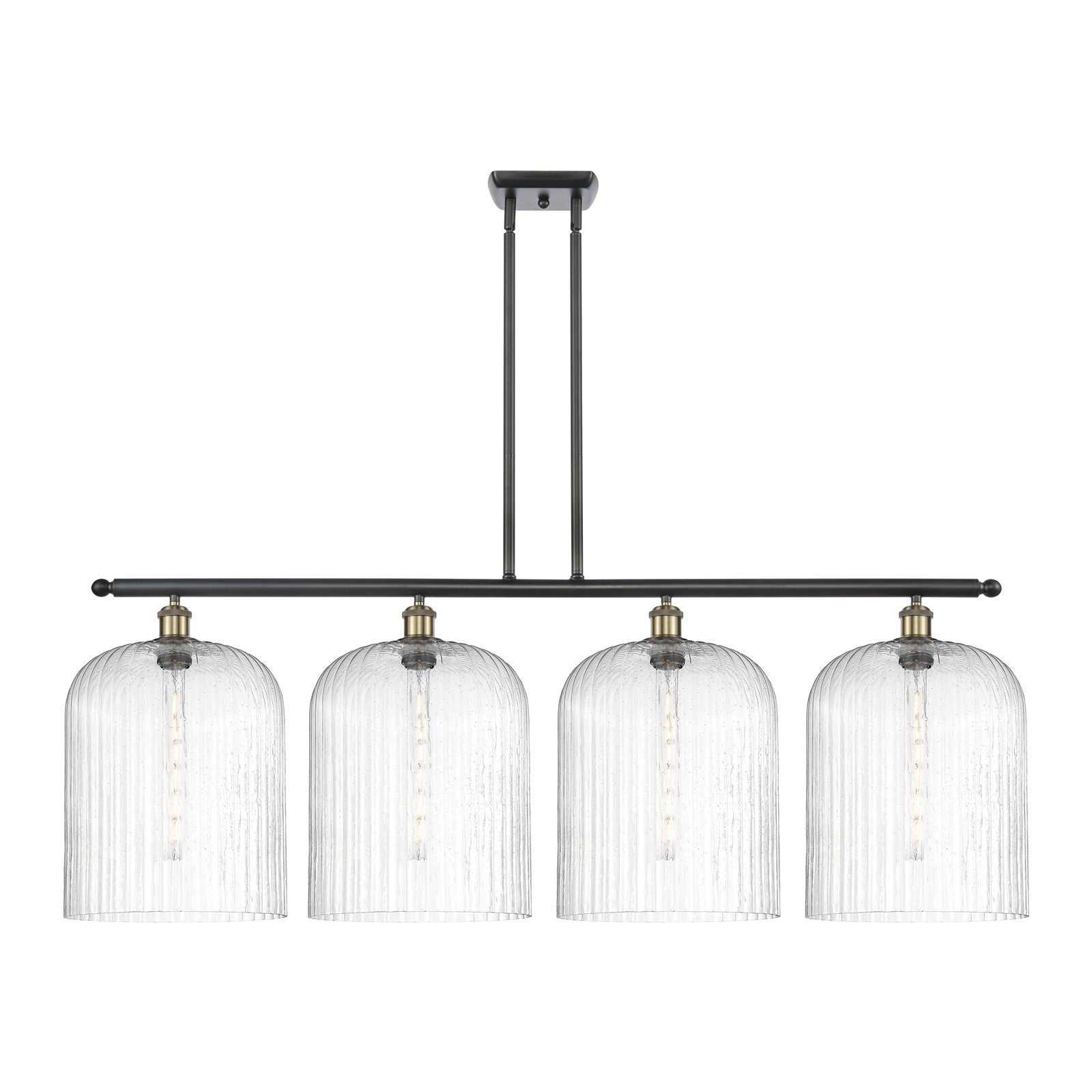 Innovations Bridal Veil 48in 4-Light Island Light | Art Nouveau Industrial Black Antique Brass Steel and Seedy Ribbed Glass | Model 516-4I-BAB-G559-12SDY