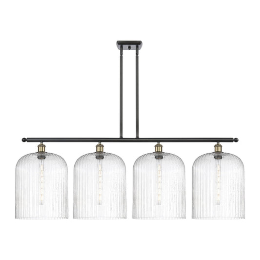 Innovations Bridal Veil 48in 4-Light Island Light | Art Nouveau Industrial Black Antique Brass Steel and Seedy Ribbed Glass | Model 516-4I-BAB-G559-12SDY
