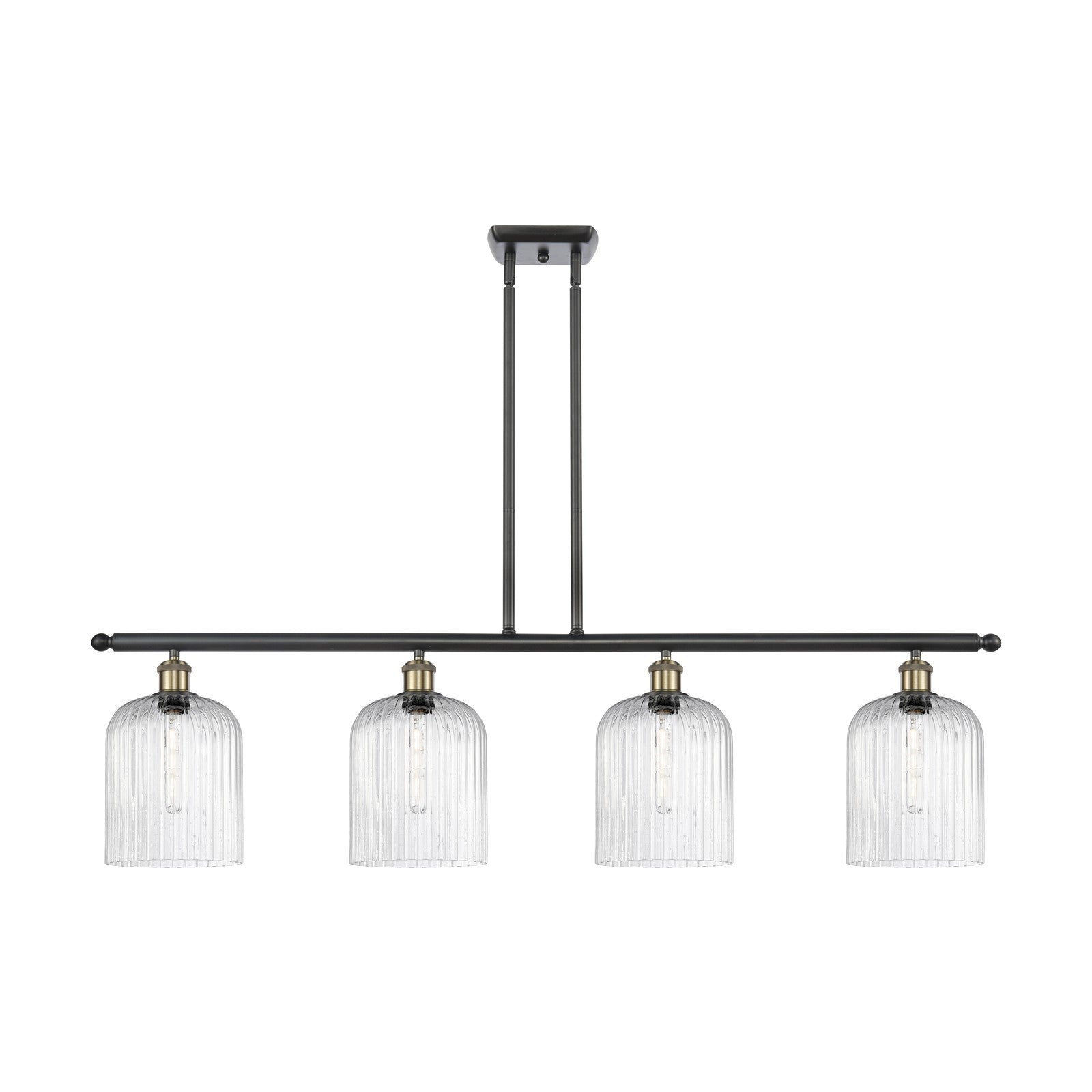 Innovations Bridal Veil 48in 4-Light Island Light | Art Nouveau Industrial Black Antique Brass and Seedy Glass | Kitchen | Model 516-4I-BAB-G559-8SDY