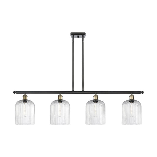Innovations Bridal Veil 48in 4-Light Island Light | Art Nouveau Industrial Black Antique Brass and Seedy Glass | Kitchen | Model 516-4I-BAB-G559-8SDY