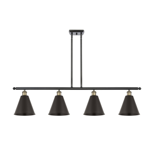 Innovations Berkshire 48in 4-Light Island Light | Industrial Black Antique Brass and Matte Black Metal | Kitchen Island & | Model 516-4I-BAB-MBC-8-BK-LED