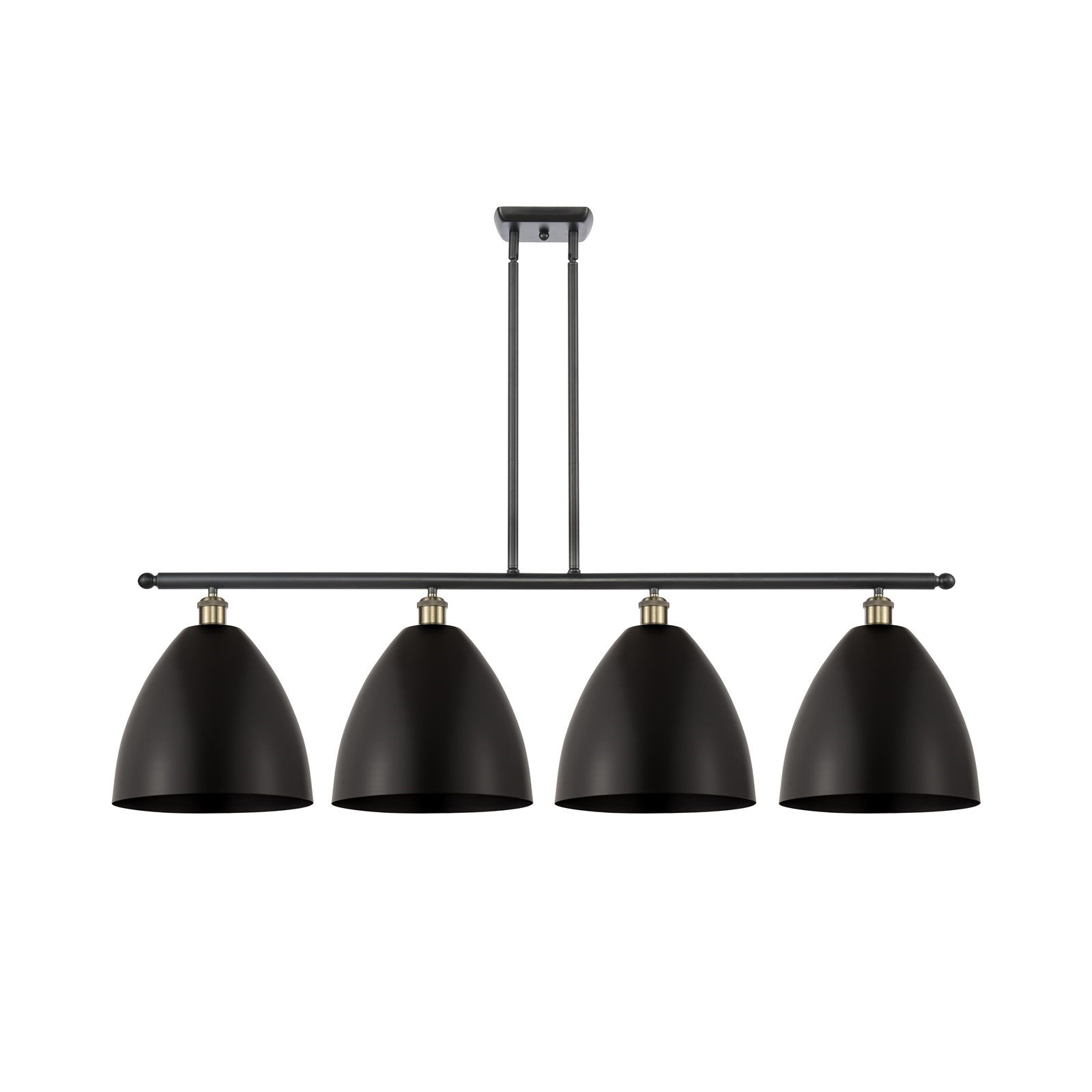 Innovations Bristol 50.25in 4-Light Island Light | Industrial Farmhouse Black Antique Brass and Matte Black Metal Shade | Model 516-4I-BAB-MBD-12-BK