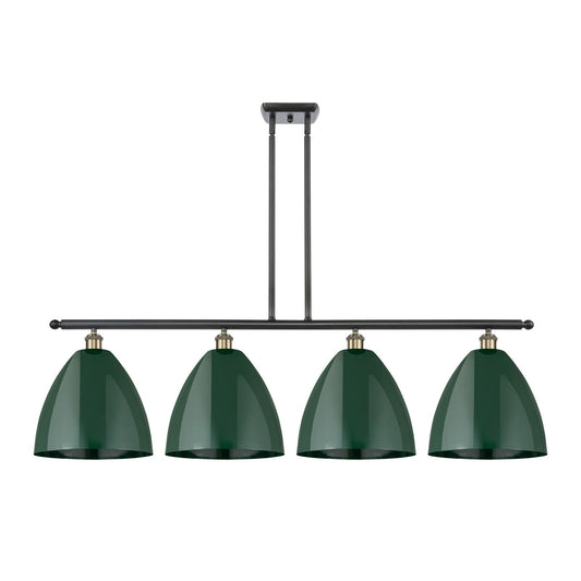 Innovations Plymouth 50in 4-Light Island Light | Industrial Black Antique Brass and Matte Green Metal | Kitchen Island & | Model 516-4I-BAB-MBD-12-GR-LED