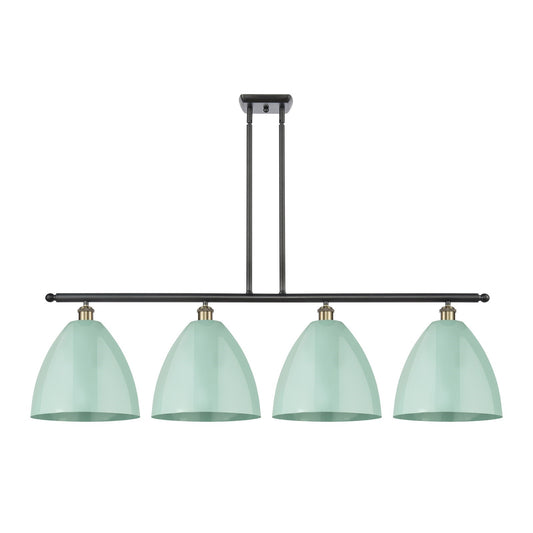 Innovations Plymouth 50in 4-Light Island Light | Industrial Black Antique Brass and Matte Seafoam Metal | Kitchen Island | Model 516-4I-BAB-MBD-12-SF-LED