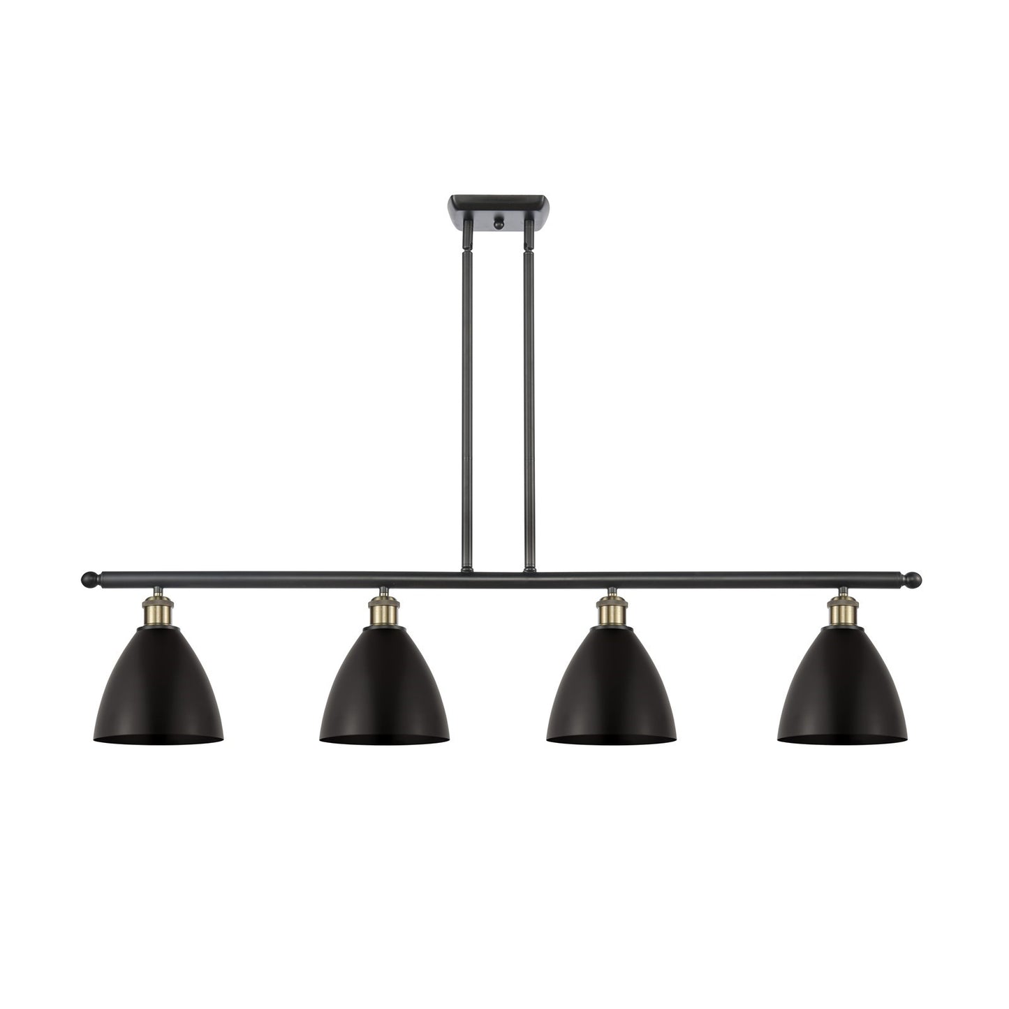 Innovations Bristol 48in 4-Light Island Light | Industrial Black Antique Brass and Matte Black Metal Shade | Kitchen Island & | Model 516-4I-BAB-MBD-75-BK