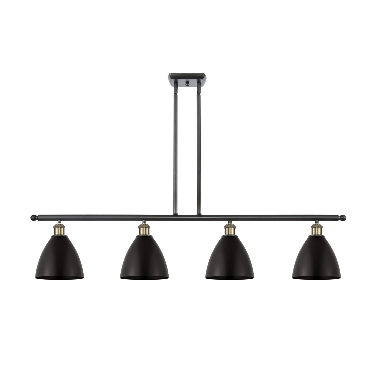Innovations Bristol 48in 4-Light Island Light | Industrial Black Antique Brass and Matte Black Metal Shade | Kitchen Island & | Model 516-4I-BAB-MBD-75-BK