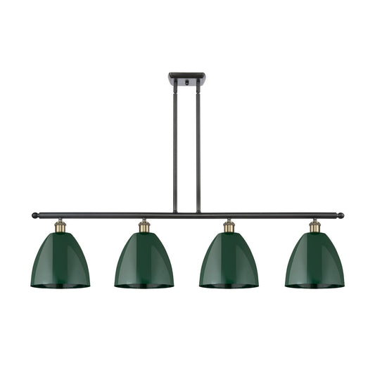 Innovations Plymouth 48in 4-Light Island Light | Industrial Farmhouse Black Antique Brass and Matte Green Metal | Kitchen | Model 516-4I-BAB-MBD-9-GR-LED
