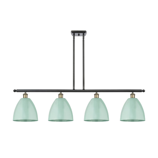 Innovations Plymouth 48in 4-Light Island Light | Industrial Black Antique Brass and Matte Seafoam Metal | Kitchen Island & | Model 516-4I-BAB-MBD-9-SF-LED