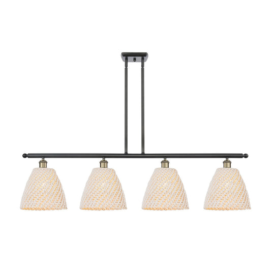 Innovations Bristol Natural 48in 4-Light Island Light | Farmhouse Black Antique Brass Steel and Natural Fiber Dome Shade | Model 516-4I-BAB-NBD-9-NAT