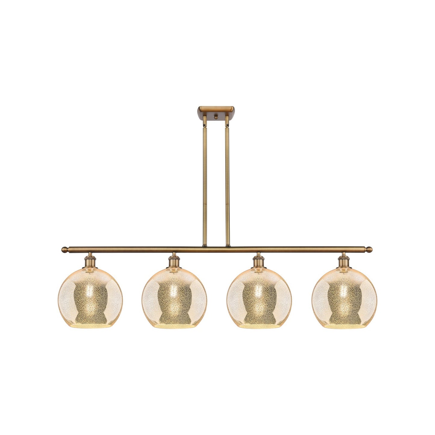 Innovations Athens 48in 4-Light Island Light | Industrial Brushed Brass Steel and Mercury Glass | Kitchen Island & Dining Room | Model 516-4I-BB-G128-10