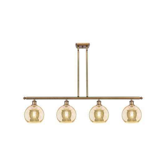 Innovations Athens 48in 4-Light Island Light | Industrial Brushed Brass and Mercury Glass | Kitchen Island & Dining Room | 48 x | Model 516-4I-BB-G128-8