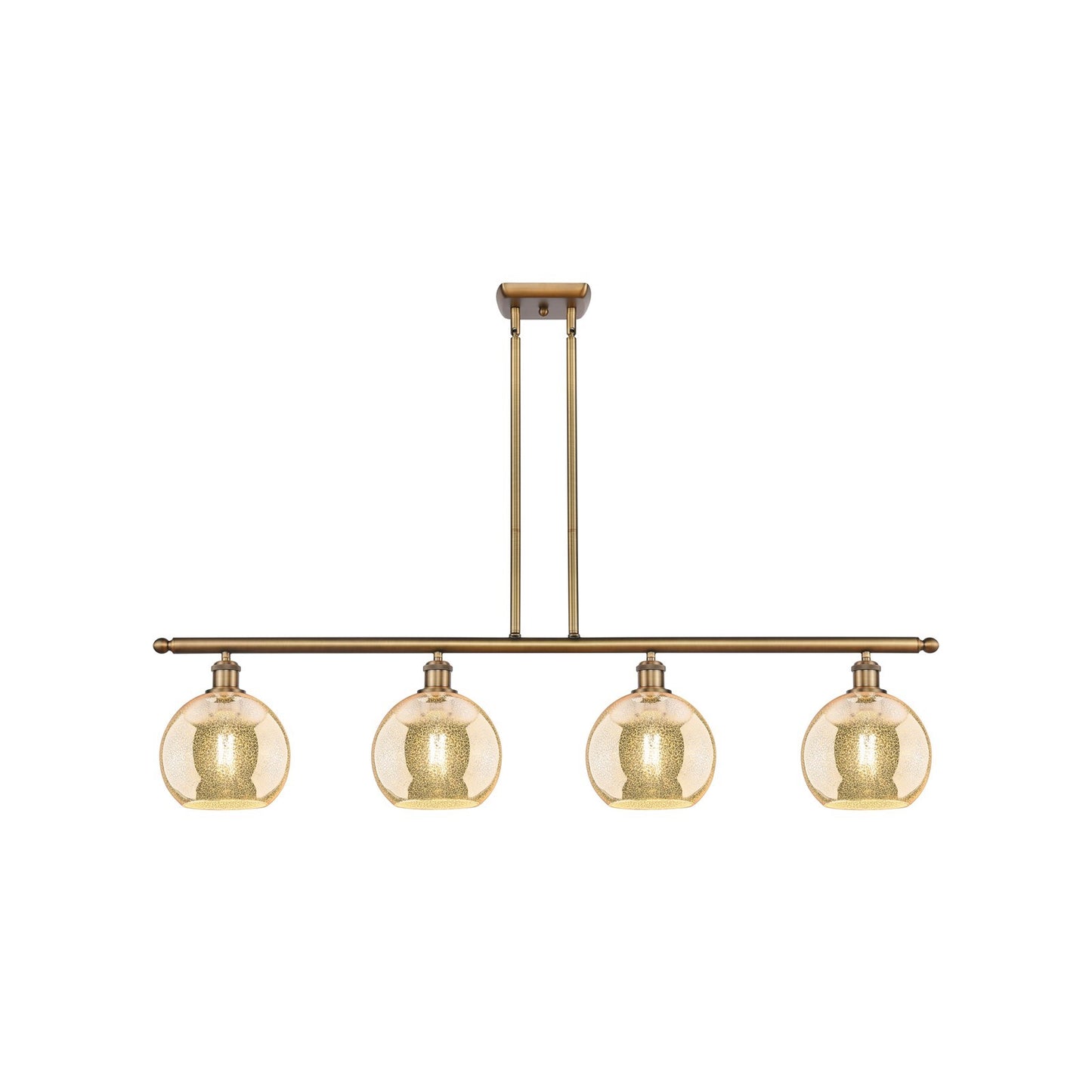 Innovations Athens 48in 4-Light Island Light | Industrial Brushed Brass and Mercury Glass | Kitchen Island & Dining Room | 48 x | Model 516-4I-BB-G128-8