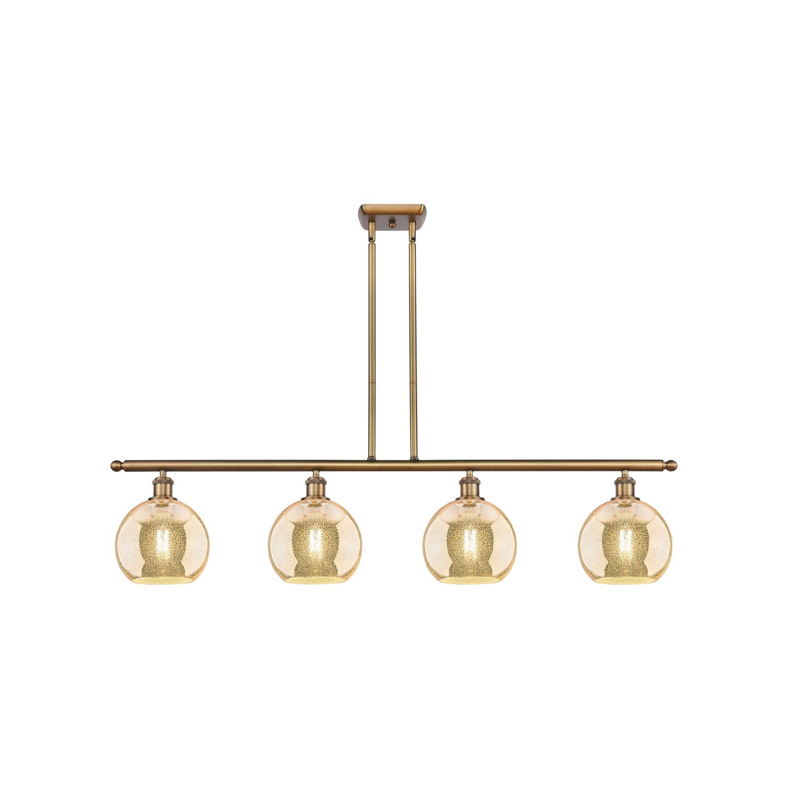 Innovations Athens 48in 4-Light Island Light | Industrial Brushed Brass and Mercury Glass | Kitchen Island & Dining Room | 48 x | Model 516-4I-BB-G128-8