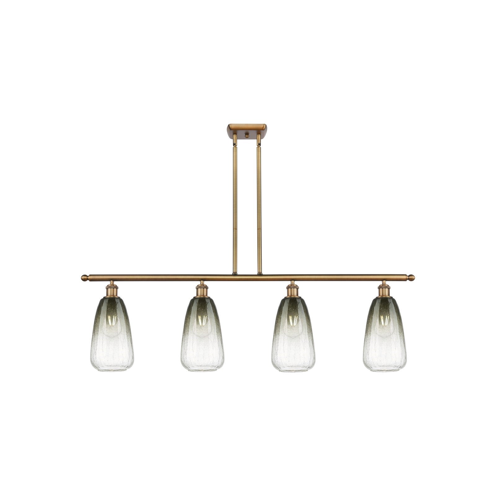 Innovations Brookhaven Almond 48in 4-Light Island Light | Industrial Brushed Brass Steel and Slate Glass | Kitchen Island & | Model 516-4I-BB-G480-6SL