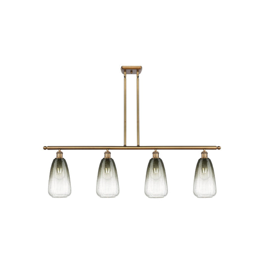 Innovations Brookhaven Almond 48in 4-Light Island Light | Industrial Brushed Brass Steel and Slate Glass | Kitchen Island & | Model 516-4I-BB-G480-6SL