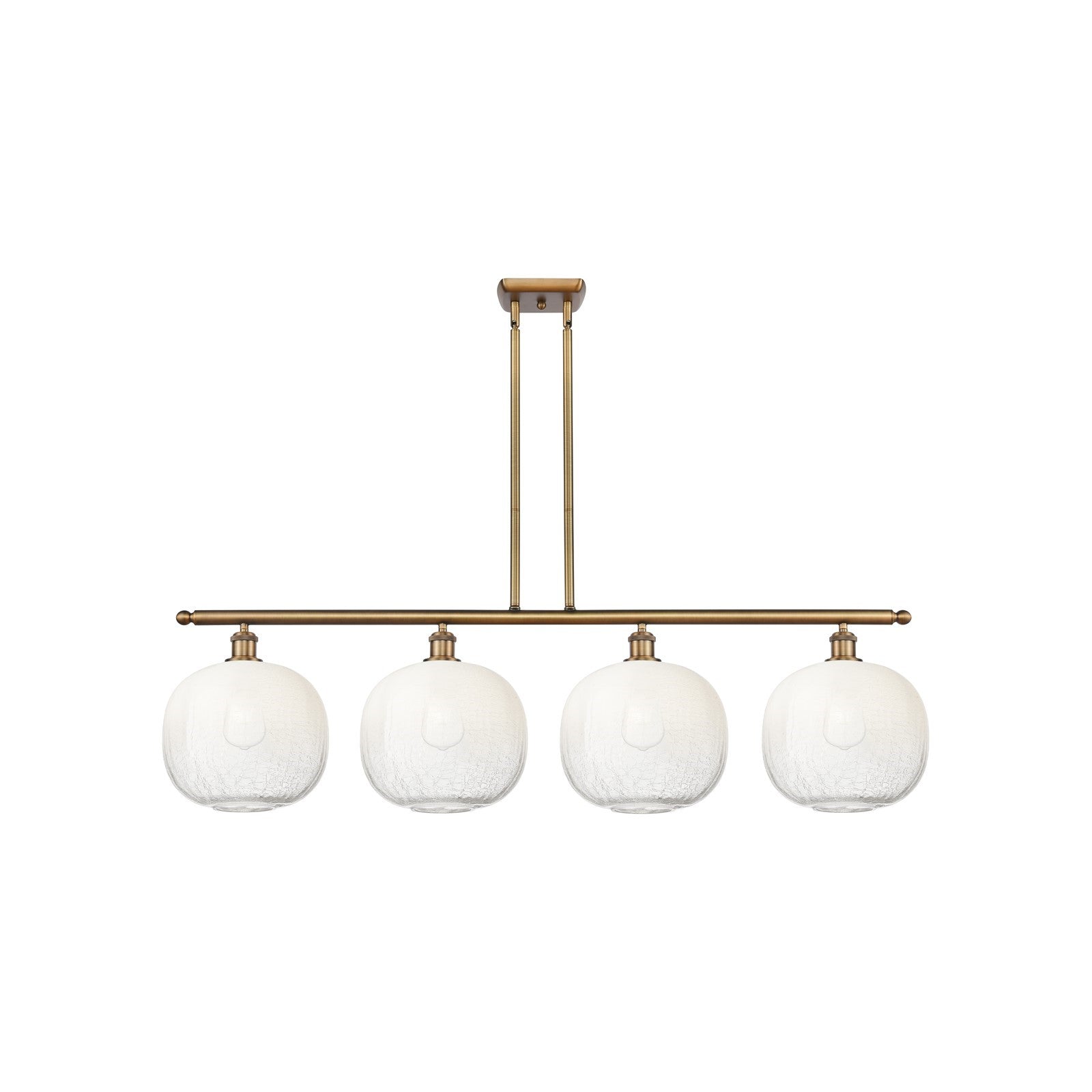 Innovations Brookhaven Sphere 49in 4-Light Island Light | Industrial Brushed Brass and Opal Glass | Kitchen Island & Dining | Model 516-4I-BB-G481-10OP