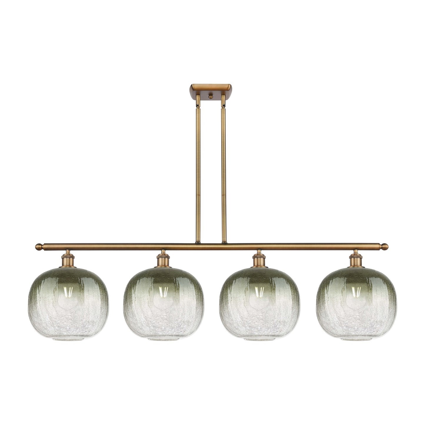 Innovations Brookhaven Sphere 49in 4-Light Island Light | Industrial Brushed Brass Steel and Slate Glass | Kitchen Island & | Model 516-4I-BB-G481-10SL