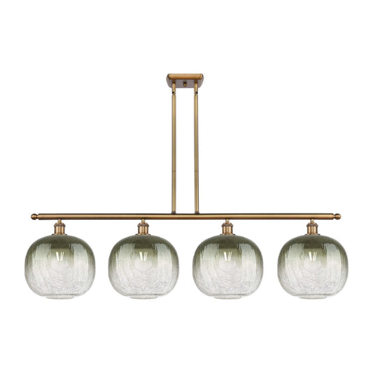 Innovations Brookhaven Sphere 49in 4-Light Island Light | Industrial Brushed Brass Steel and Slate Glass | Kitchen Island & | Model 516-4I-BB-G481-10SL