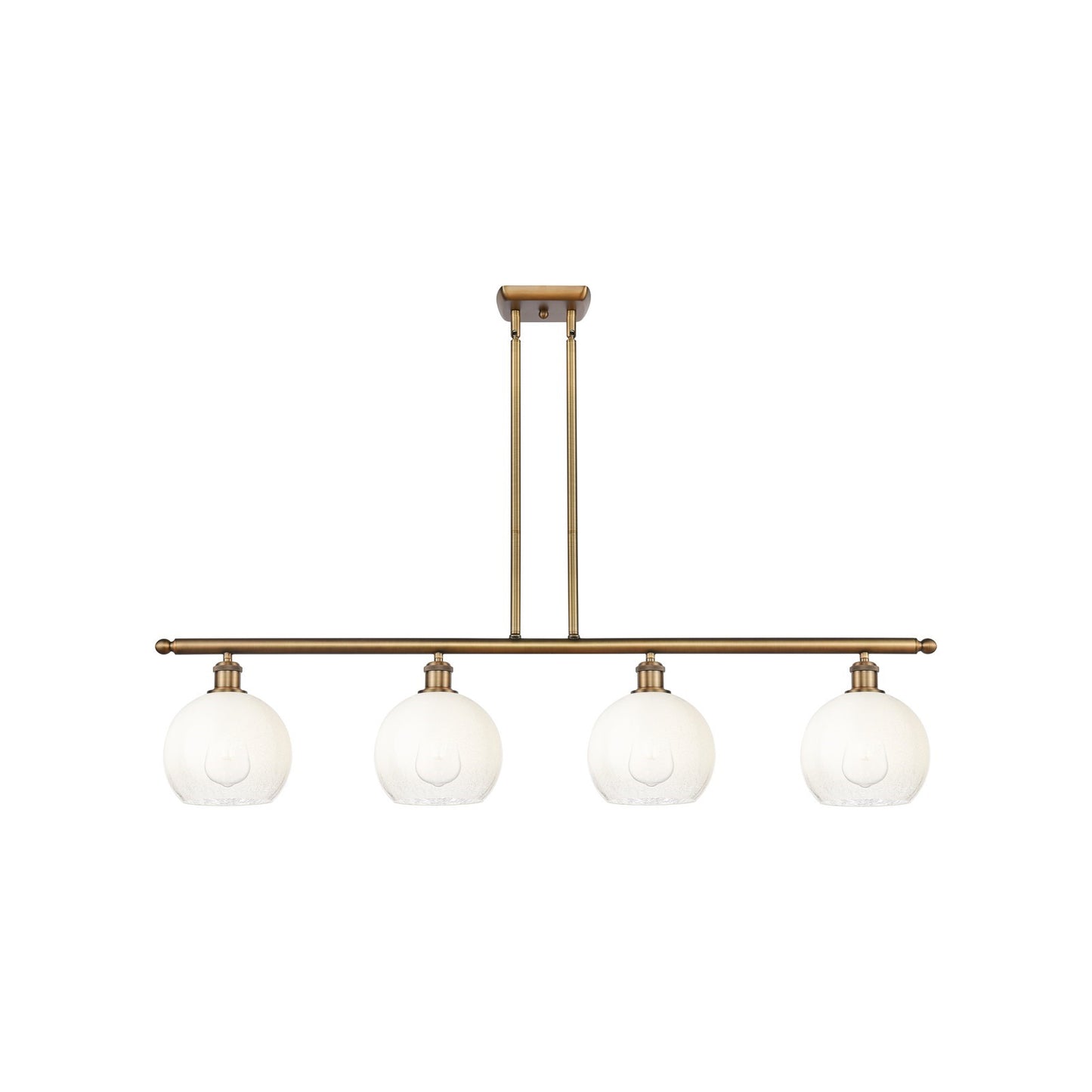 Innovations Brookhaven Globe 48in 4-Light Island Light | Industrial Brushed Brass Steel and Opal Glass | Kitchen Island & | Model 516-4I-BB-G483-8OP