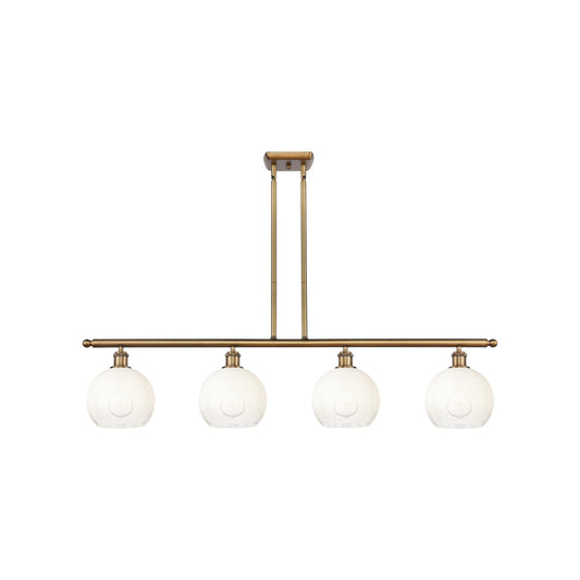 Innovations Brookhaven Globe 48in 4-Light Island Light | Industrial Brushed Brass Steel and Opal Glass | Kitchen Island & | Model 516-4I-BB-G483-8OP