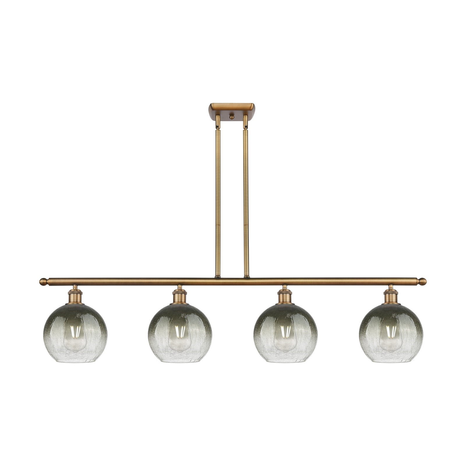 Innovations Brookhaven Globe 48in 4-Light Island Light | Industrial Brushed Brass Steel and Slate Glass | Kitchen Island & | Model 516-4I-BB-G483-8SL