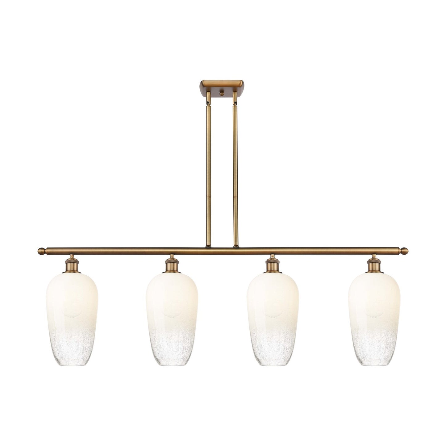 Innovations Brookhaven Flute 48in 4-Light Island Light | Industrial Brushed Brass Steel and Opal Glass | Kitchen Island & | Model 516-4I-BB-G484-7OP