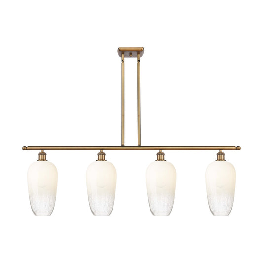 Innovations Brookhaven Flute 48in 4-Light Island Light | Industrial Brushed Brass Steel and Opal Glass | Kitchen Island & | Model 516-4I-BB-G484-7OP