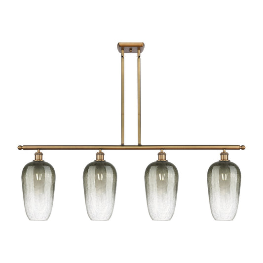 Innovations Brookhaven Flute 48in 4-Light Island Light | Industrial Brushed Brass Steel and Slate Glass | Kitchen Island & | Model 516-4I-BB-G484-7SL