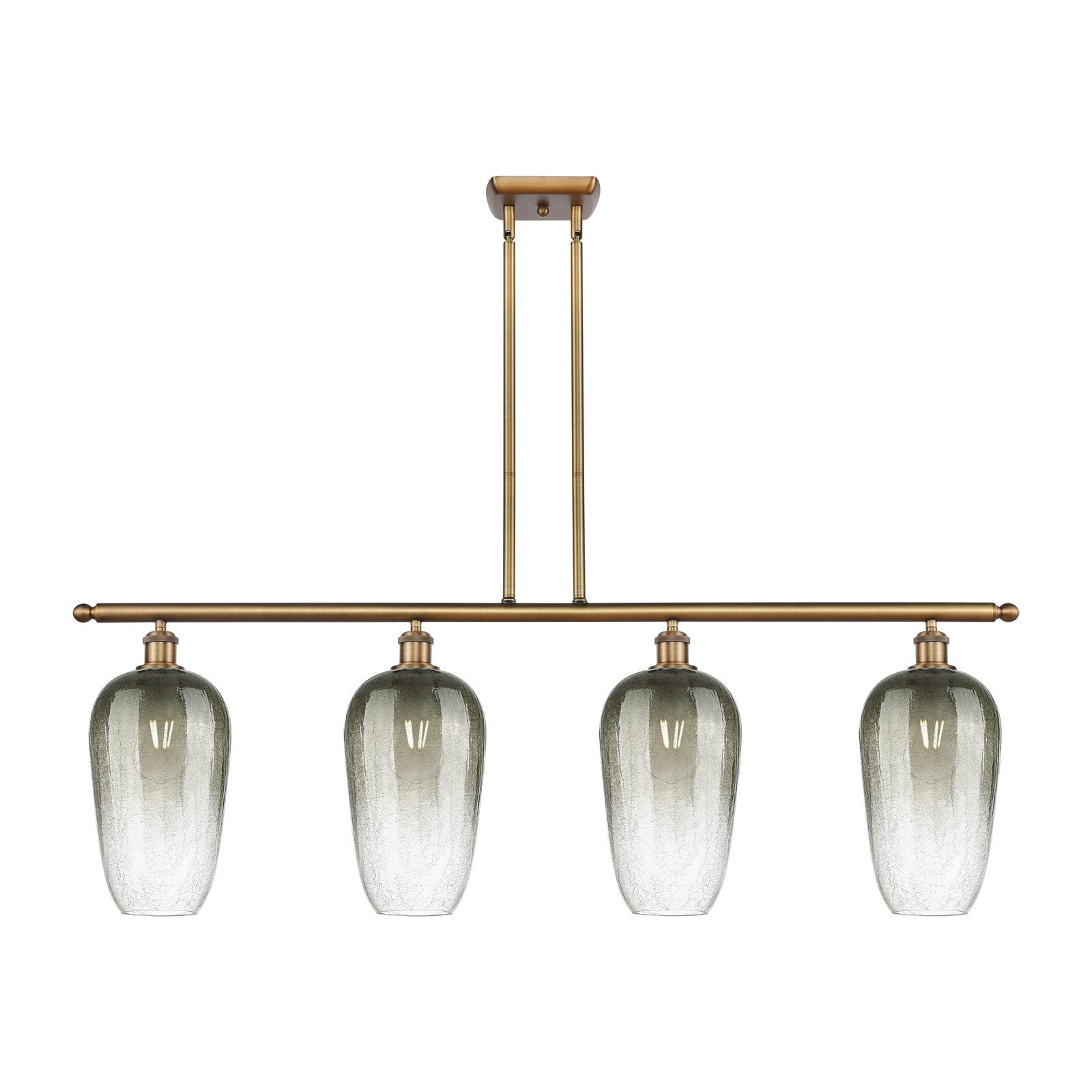 Innovations Brookhaven Flute 48in 4-Light Island Light | Industrial Brushed Brass Steel and Slate Glass | Kitchen Island & | Model 516-4I-BB-G484-7SL