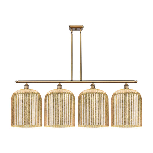 Innovations Bridal Veil 48in 4-Light Island Light | Art Nouveau Brushed Brass and Mercury Ribbed Glass | Kitchen Island & | Model 516-4I-BB-G559-12ME