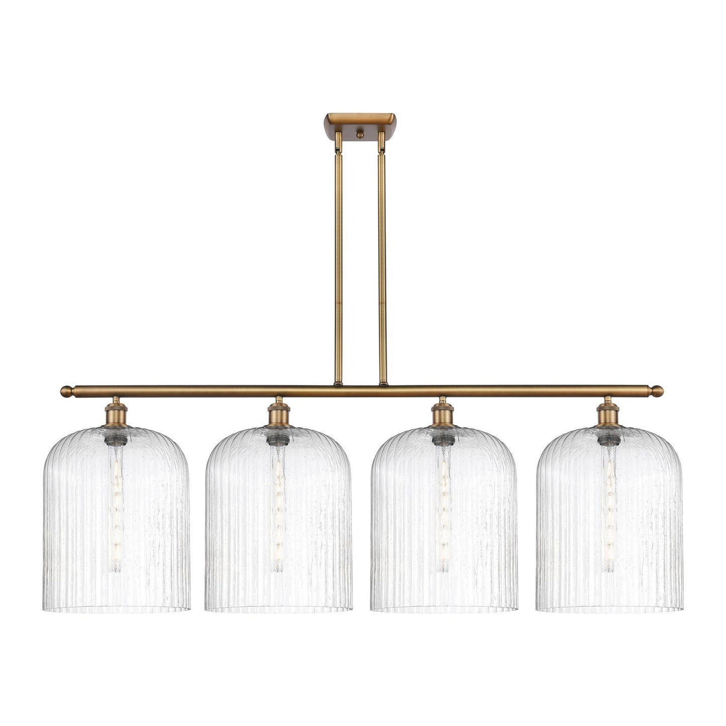 Innovations Bridal Veil 48in 4-Light Island Light | Art Nouveau Brushed Brass Steel and Seedy Ribbed Glass | Kitchen Island & | Model 516-4I-BB-G559-12SDY