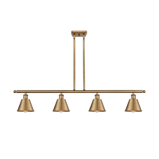 Innovations Smithfield 48in 4-Light Island Light | Industrial Brushed Brass Steel and Brushed Brass Metal | Kitchen Island & | Model 516-4I-BB-M8-LED