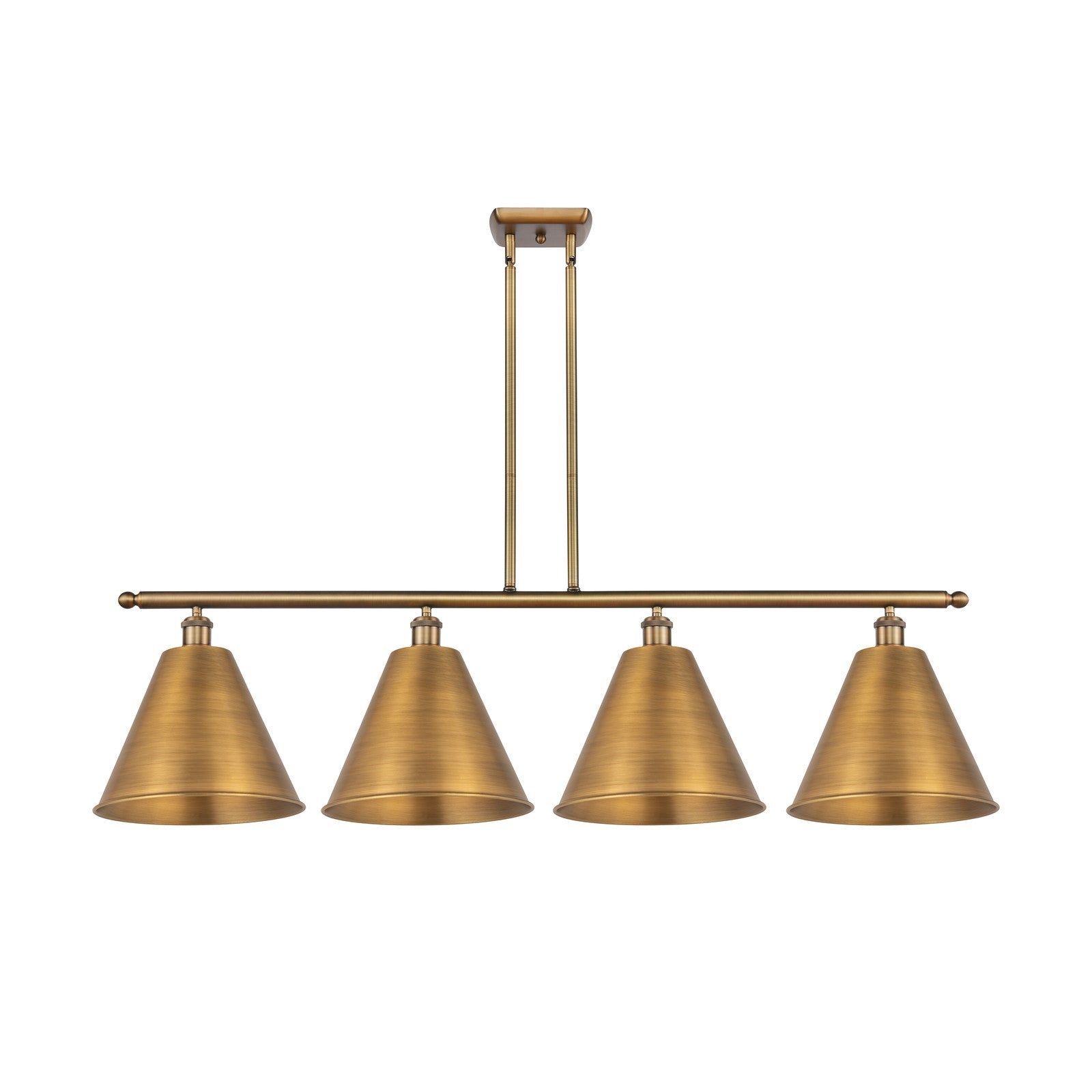 Innovations Berkshire Metal 50in 4-Light Island Light | Industrial Farmhouse Brushed Brass Steel and Brushed Brass Metal | Model 516-4I-BB-MBC-12-BB-LED
